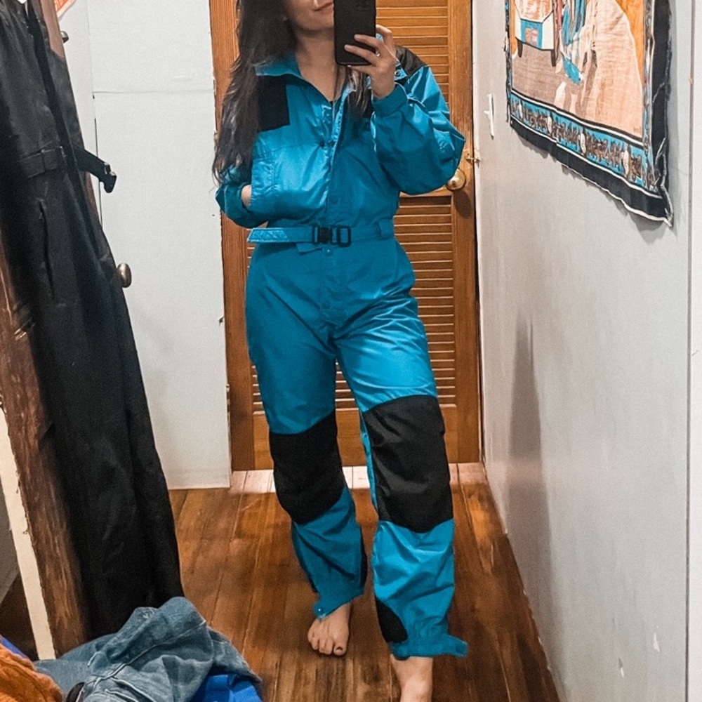 Blue and Black Two-Tone Vintage Columbia Ski Suit